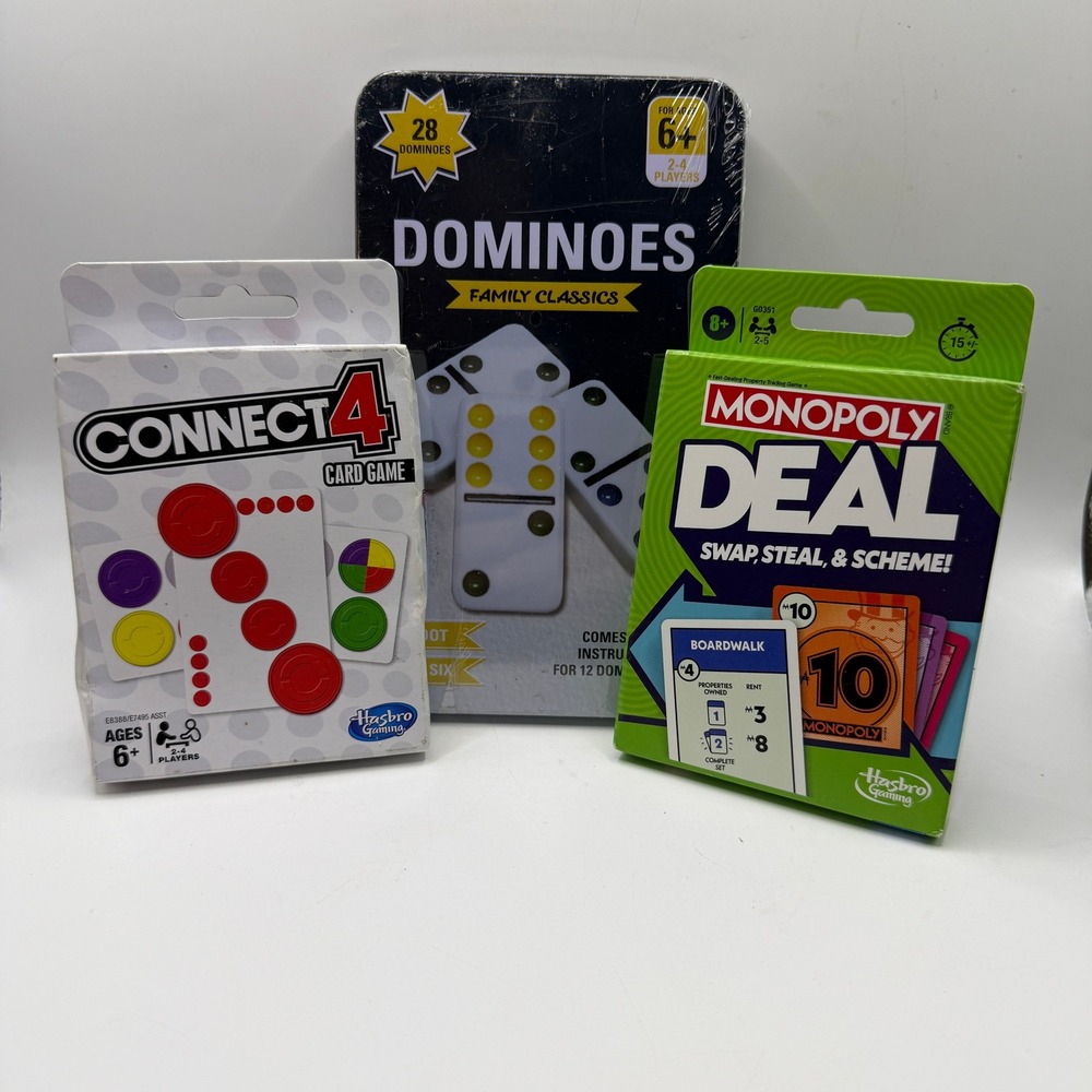 Hasbro Bundle Monopoly Deal Connect 4 Dominoes Family Game Night Classic